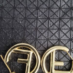 Fendi Gold Logo Hoop Earrings
